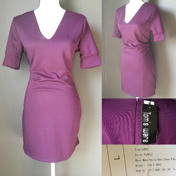Tom's Ware Dresses & Skirts - TOM'S WARE - nwt- Purple v neck body con dress